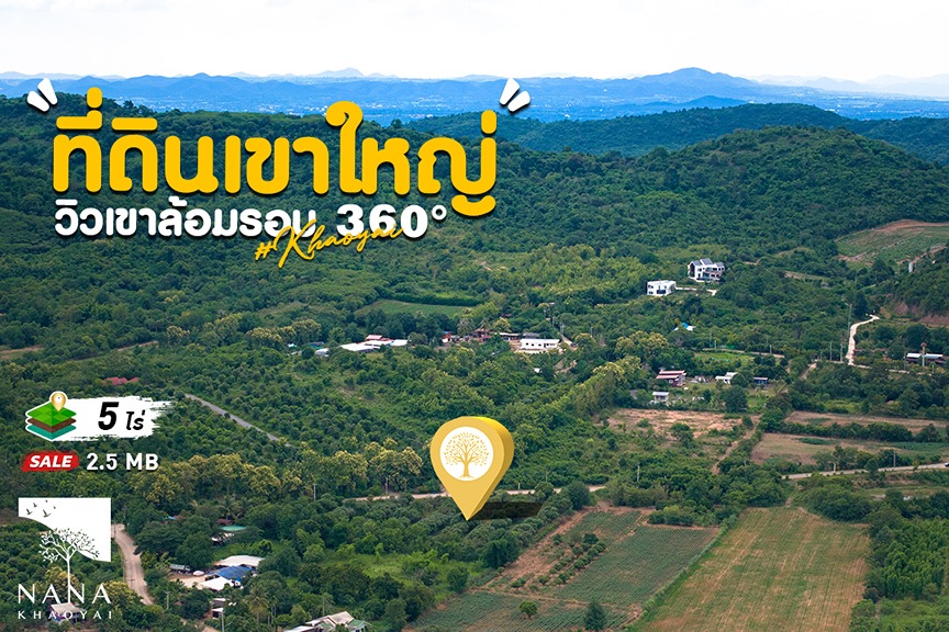 ขายที่ดินเขาใหญ่ 5 ไร่ วิวภูเขาล้อมรอบ ใกล้ชุมชน เดินทางสะดวก I รหัส D-KP021