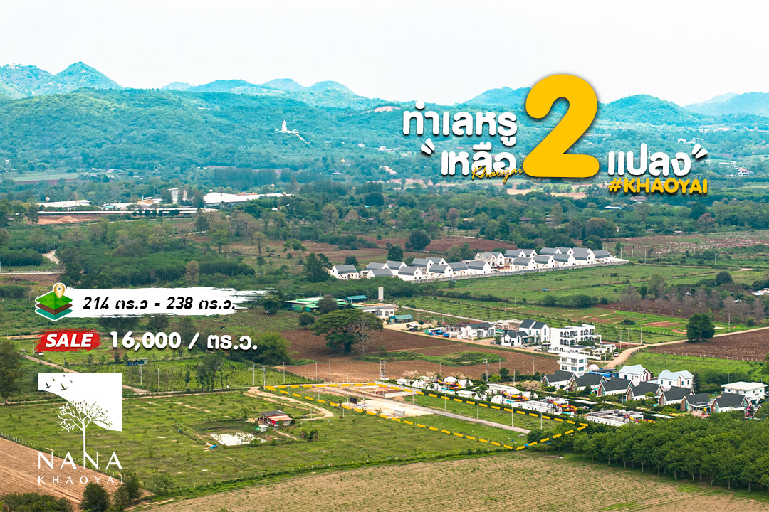 🔥โครงการที่ดินจัดสรรเขาใหญ่ เหลือเพียง 2 แปลงสุดท้าย ขนาด 214–238 ตร.ว. วิวเขาสวย | รหัส E-MS014